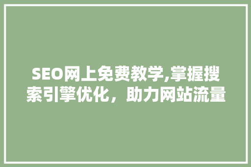 SEO网上免费教学,掌握搜索引擎优化，助力网站流量增长