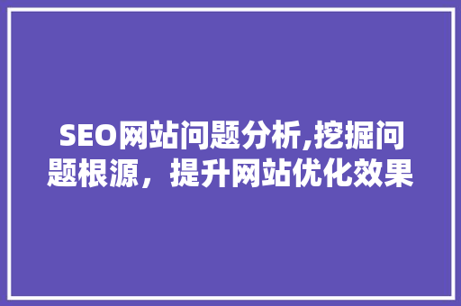 SEO网站问题分析,挖掘问题根源，提升网站优化效果