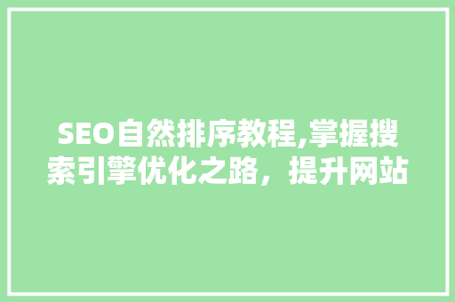 SEO自然排序教程,掌握搜索引擎优化之路，提升网站排名