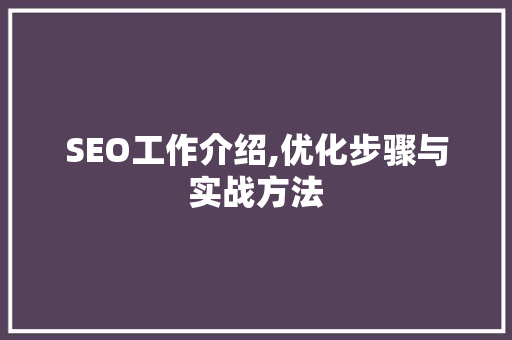 SEO工作介绍,优化步骤与实战方法