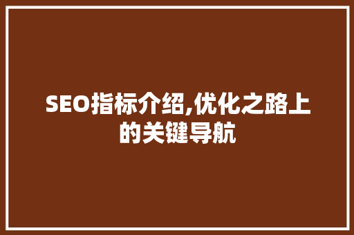 SEO指标介绍,优化之路上的关键导航