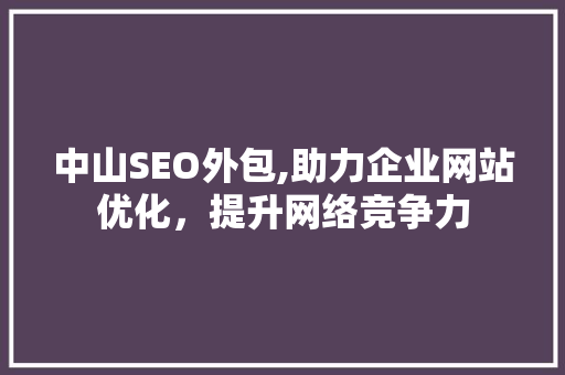中山SEO外包,助力企业网站优化，提升网络竞争力