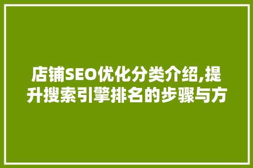 店铺SEO优化分类介绍,提升搜索引擎排名的步骤与方法