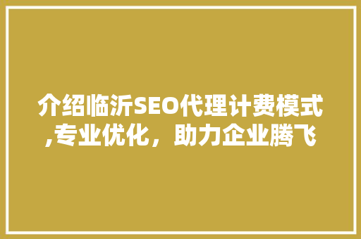 介绍临沂SEO代理计费模式,专业优化，助力企业腾飞