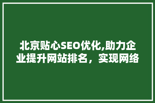 北京贴心SEO优化,助力企业提升网站排名，实现网络营销新突破
