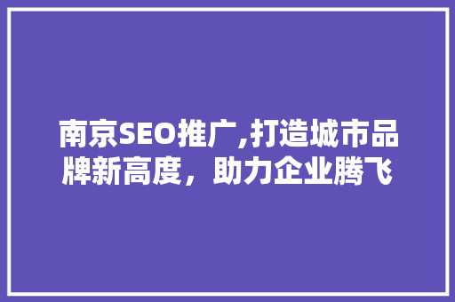 南京SEO推广,打造城市品牌新高度，助力企业腾飞