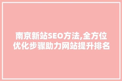 南京新站SEO方法,全方位优化步骤助力网站提升排名