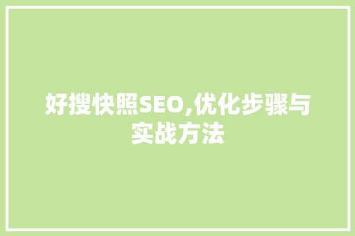 好搜快照SEO,优化步骤与实战方法