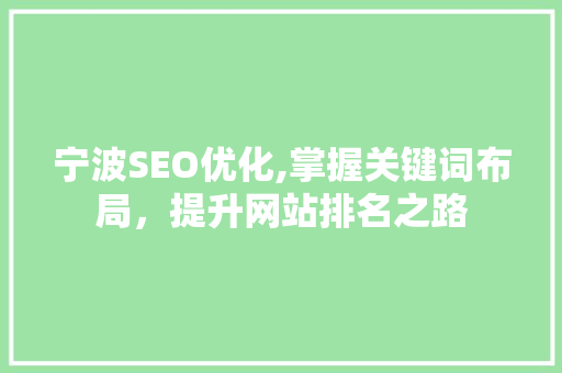 宁波SEO优化,掌握关键词布局，提升网站排名之路