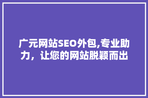 广元网站SEO外包,专业助力，让您的网站脱颖而出