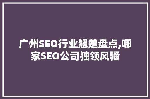广州SEO行业翘楚盘点,哪家SEO公司独领风骚