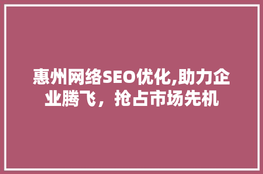 惠州网络SEO优化,助力企业腾飞，抢占市场先机
