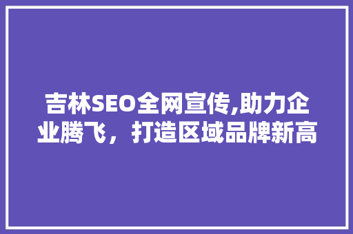 吉林SEO全网宣传,助力企业腾飞，打造区域品牌新高度