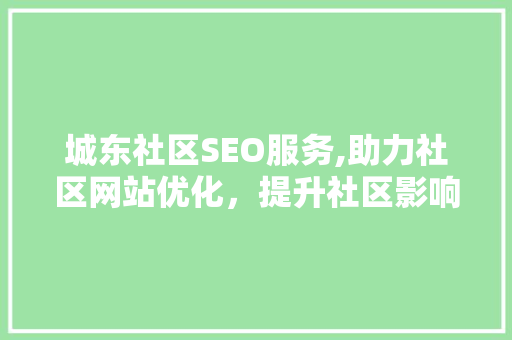 城东社区SEO服务,助力社区网站优化，提升社区影响力