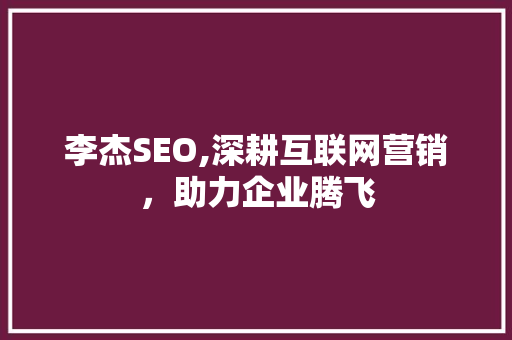 李杰SEO,深耕互联网营销，助力企业腾飞