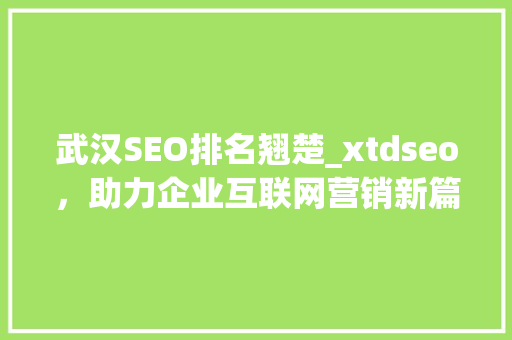 武汉SEO排名翘楚_xtdseo，助力企业互联网营销新篇章