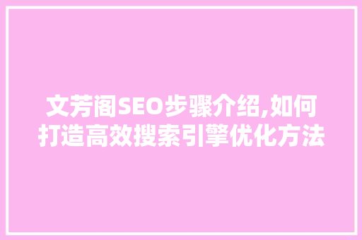 文芳阁SEO步骤介绍,如何打造高效搜索引擎优化方法