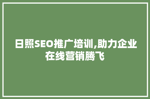 日照SEO推广培训,助力企业在线营销腾飞