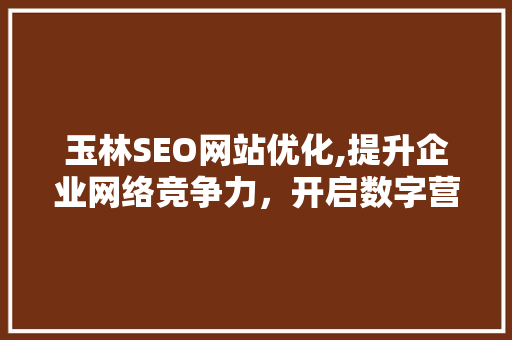 玉林SEO网站优化,提升企业网络竞争力，开启数字营销新篇章