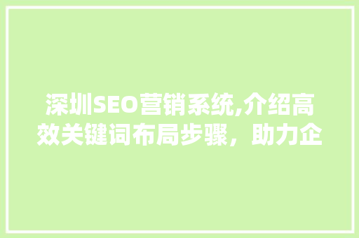 深圳SEO营销系统,介绍高效关键词布局步骤，助力企业腾飞