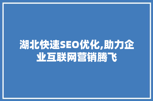 湖北快速SEO优化,助力企业互联网营销腾飞