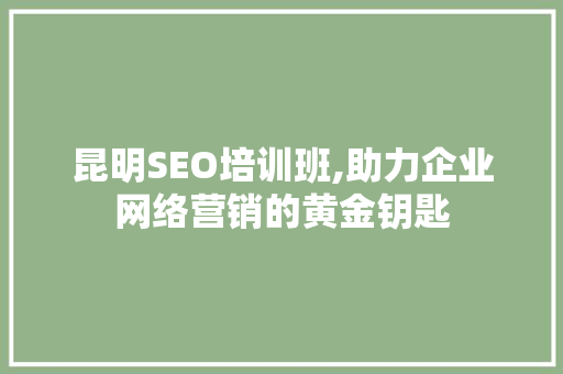 昆明SEO培训班,助力企业网络营销的黄金钥匙