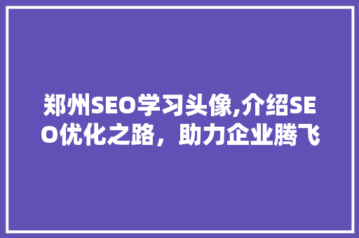 郑州SEO学习头像,介绍SEO优化之路，助力企业腾飞