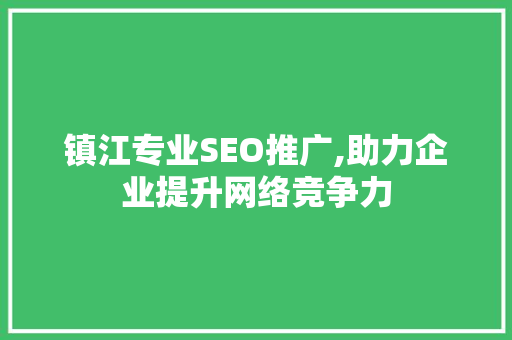 镇江专业SEO推广,助力企业提升网络竞争力