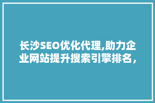 长沙SEO优化代理,助力企业网站提升搜索引擎排名，抢占市场先机