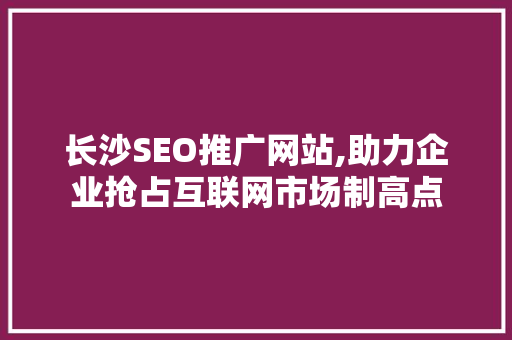 长沙SEO推广网站,助力企业抢占互联网市场制高点