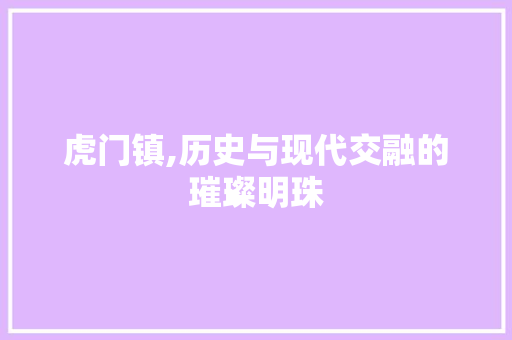 虎门镇,历史与现代交融的璀璨明珠  第1张