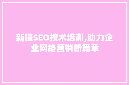 新疆SEO技术培训,助力企业网络营销新篇章
