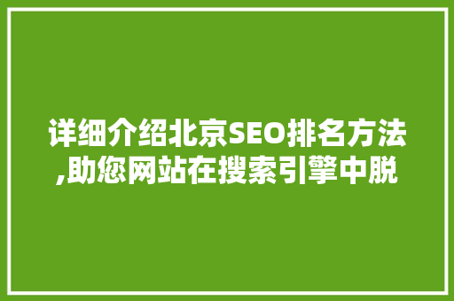 详细介绍北京SEO排名方法,助您网站在搜索引擎中脱颖而出