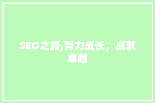 SEO之路,努力成长，成就卓越