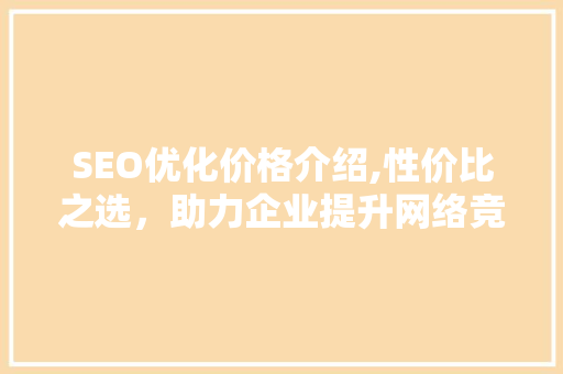SEO优化价格介绍,性价比之选，助力企业提升网络竞争力