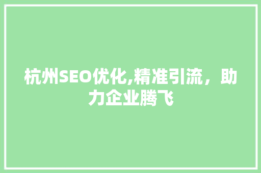 杭州SEO优化,精准引流，助力企业腾飞