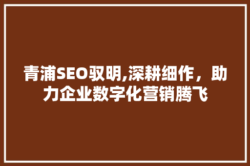 青浦SEO驭明,深耕细作，助力企业数字化营销腾飞