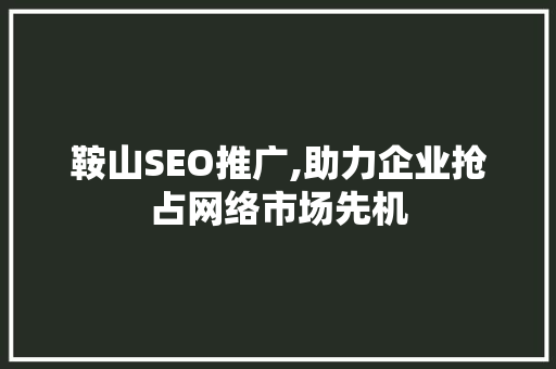 鞍山SEO推广,助力企业抢占网络市场先机
