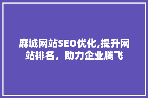 麻城网站SEO优化,提升网站排名，助力企业腾飞