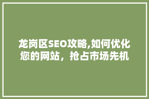 龙岗区SEO攻略,如何优化您的网站，抢占市场先机