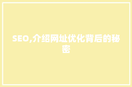 SEO,介绍网址优化背后的秘密