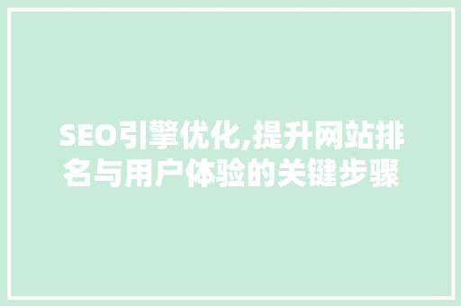 SEO引擎优化,提升网站排名与用户体验的关键步骤