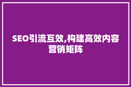 SEO引流互效,构建高效内容营销矩阵