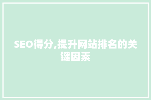 SEO得分,提升网站排名的关键因素