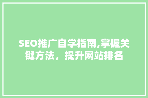 SEO推广自学指南,掌握关键方法，提升网站排名