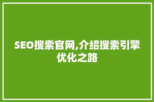 SEO搜索官网,介绍搜索引擎优化之路
