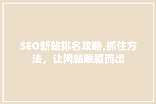 SEO新站排名攻略,抓住方法，让网站脱颖而出