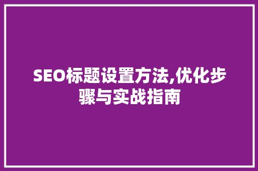 SEO标题设置方法,优化步骤与实战指南