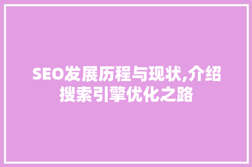 SEO发展历程与现状,介绍搜索引擎优化之路