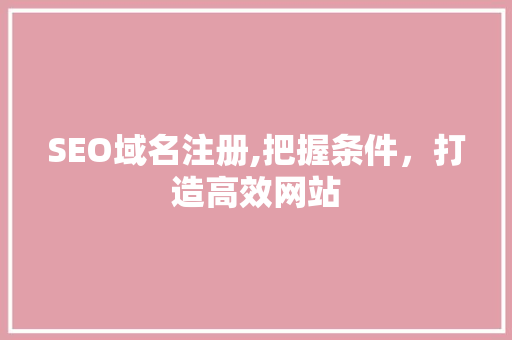 SEO域名注册,把握条件，打造高效网站